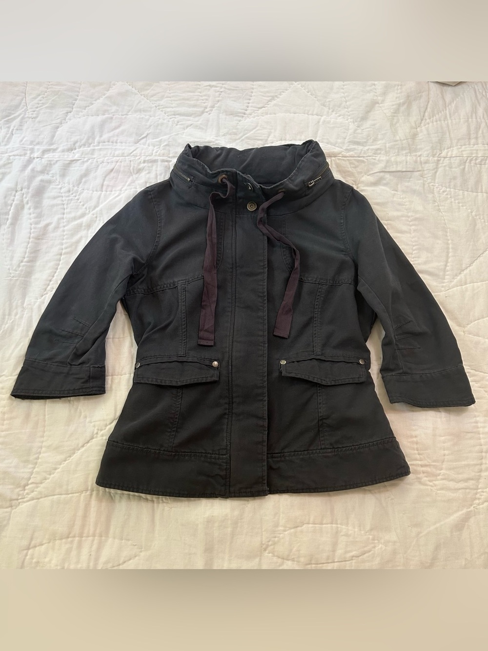 VTG Y2K 2000s canvas jacket with a funnel neck and cropped sleeves lightweight